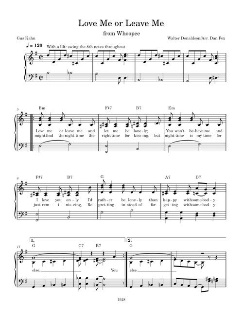 Love Me or Leave Me — Walter Donaldson