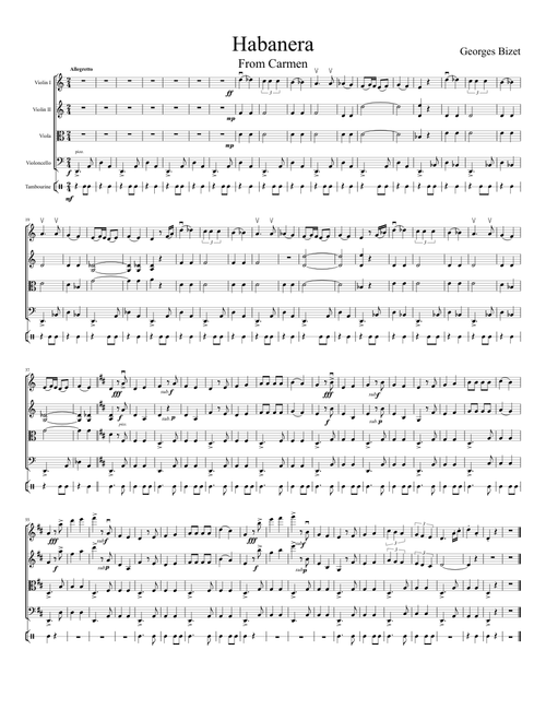Habanera, From Carmen (String Quartet and Tambourine)