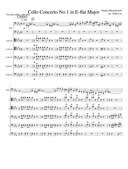 Cello Concerto No. 1 in Eb Major, op. 107 for six cellos – Dmitri Shostakovich