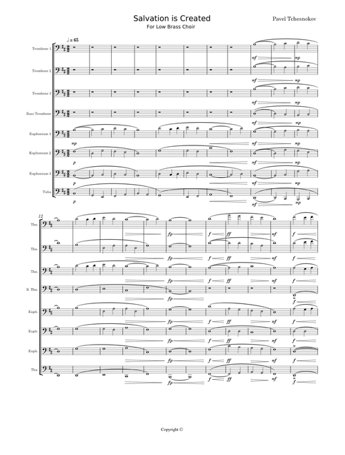 Salvation is Created(Arranged for Low Brass Choir) - Pavel Tchesnokov