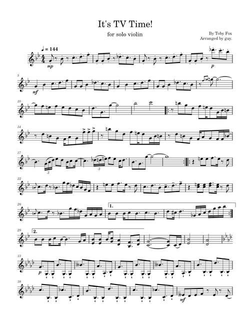 It's TV Time! – Toby Fox (for violin)