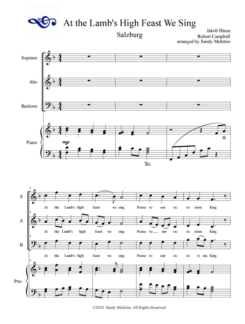 At the Lamb's High Feast We Sing (Salzburg) (Arr. Sandy McIntire) - Gospel Choir Classics (Choral, SAB)