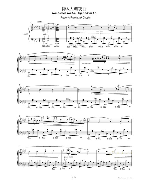 Nocturne No. 10 in Ab Op.32-2 - Fryderyk Franciszek Chopin (Piano Solo)