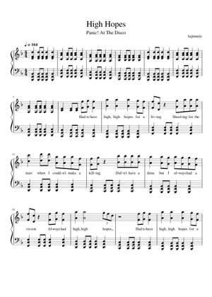 #116 – Panic! at the Disco – High Hopes Sheet Music for Piano (Solo ...