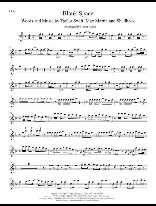 Blank Space (Arr. Kevin Busse) - Taylor Swift (Flute Solo)