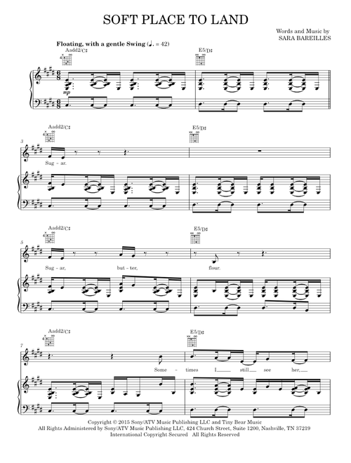 Soft Place To Land (from Waitress The Musical) - Sara Bareilles (Piano-Vocal-Guitar)
