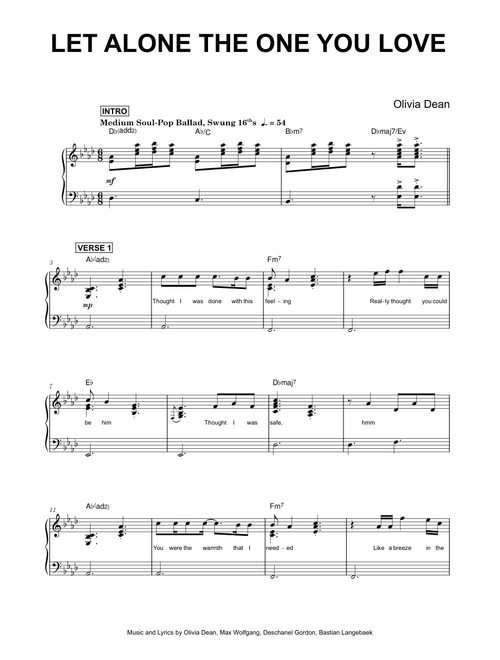 Let Alone The One You Love - Olivia Dean (Piano)