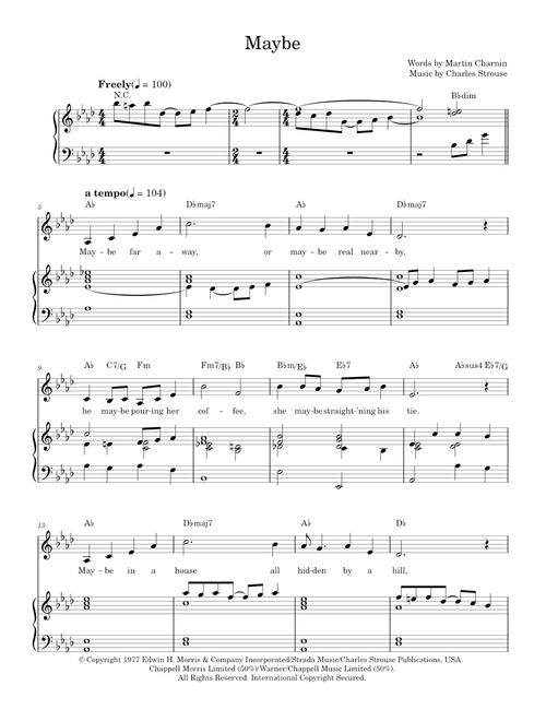 Maybe - Annie Musical, Charles Strouse (Piano Vocal)