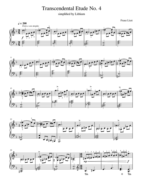 Transcendental Etude No. 4: Mazeppa – simplified by Lithium