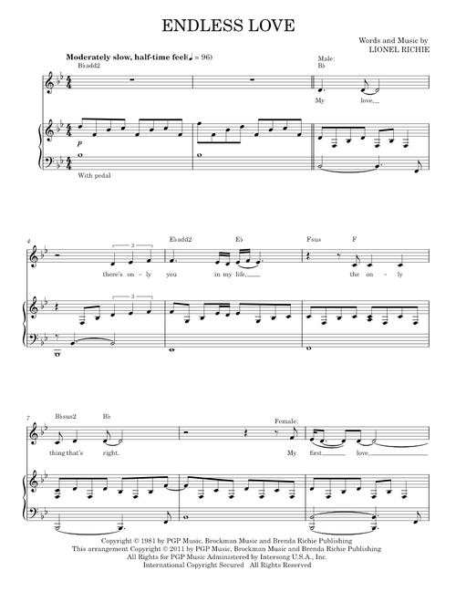 Endless Love (Vocal Duet) - Glee TV Series, Glee Cast, Lionel Richie (Piano Vocal)