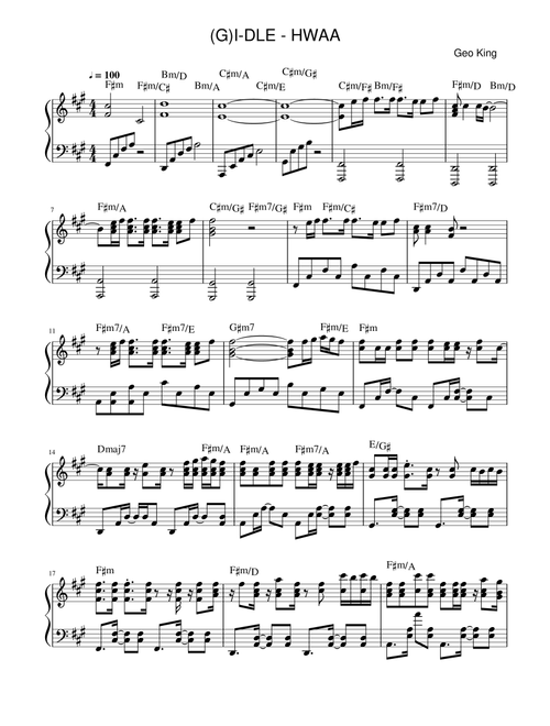 Hwaa (Arr. Gregory King) - (G) I-Dle (Easy Piano)
