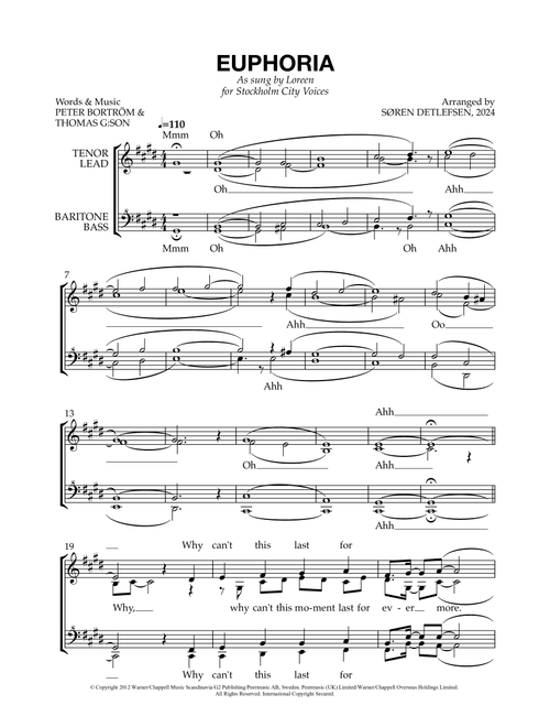 Euphoria (Arr. Søren Detlefsen) - Loreen (Choral, SSAA)