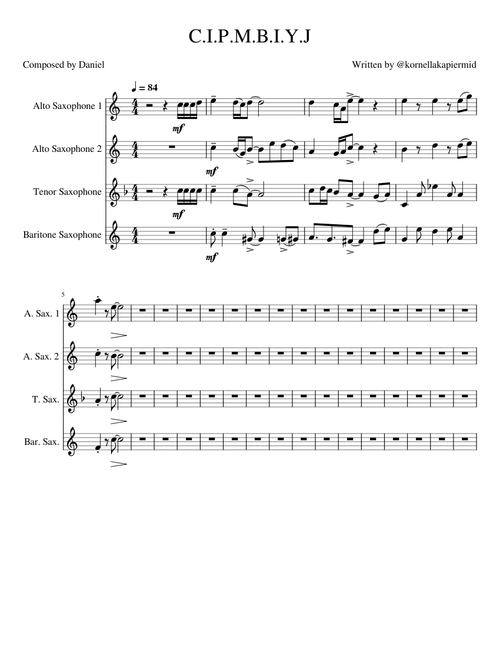 Can I Put My... - Saxophone Quartet