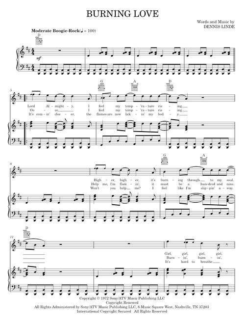 Burning love - Elvis Presley (Piano-Vocal-Guitar)