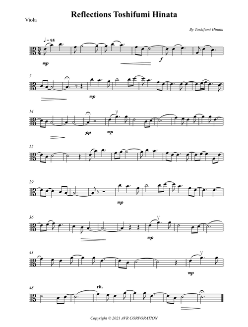 Reflections Toshifumi Hinata (Arr. Wesley S. SIlva) (Viola Solo)