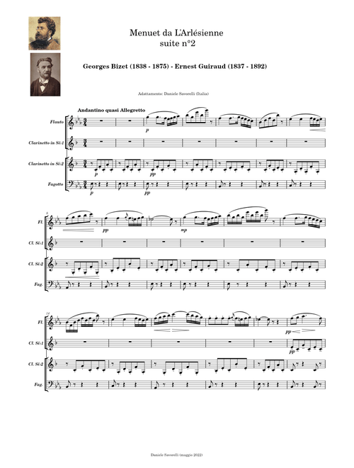 Georges Bizet - L'Arlésienne suite n 2  – Menuet - (Flauto-Clarinetti-Fagotto)
