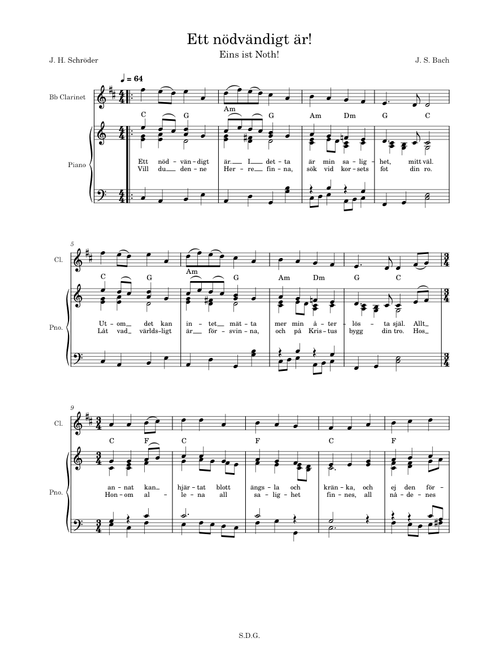 Ett nödvändigt är! - Bach (EASY)