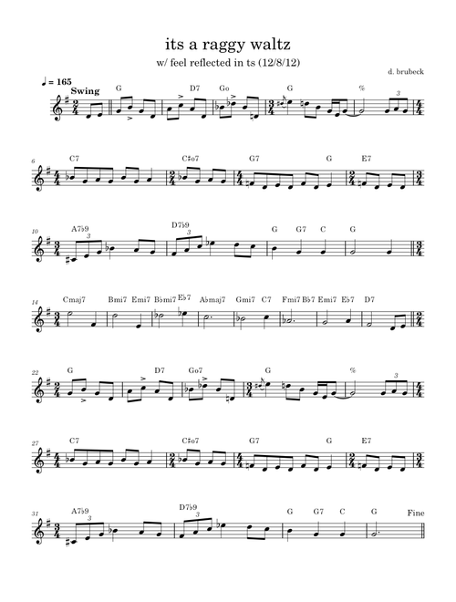 its a raggy waltz treble