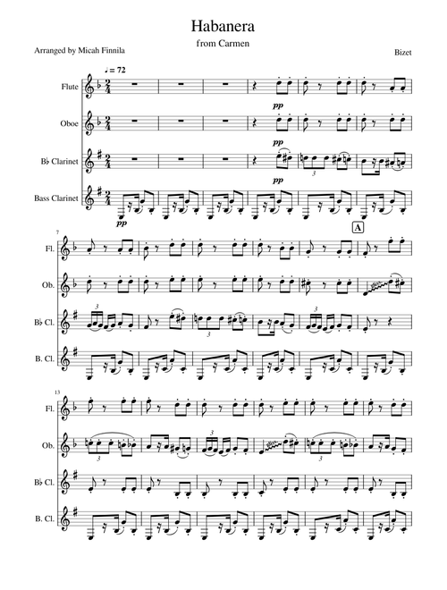 Habanera sheet music arranged by MJFMusician