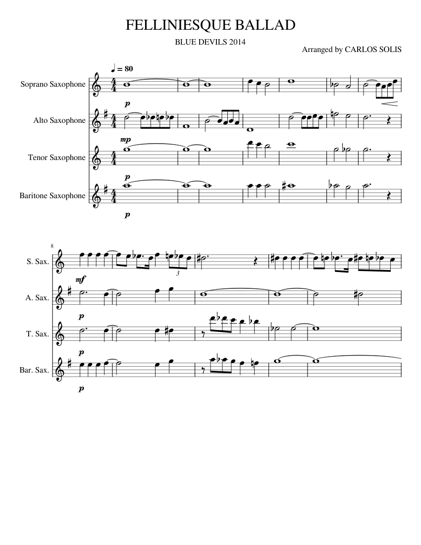 FELLINIESQUE BALLAD by CARLIT0CHURRIT0 Sheet music for Saxophone alto