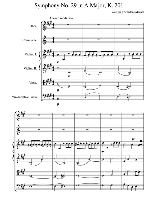 Mozart Symphony No. 29 in A Major K. 201