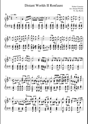 Final Fantasy XI 104 Ronfaure Sheet Music and Tab for Piano