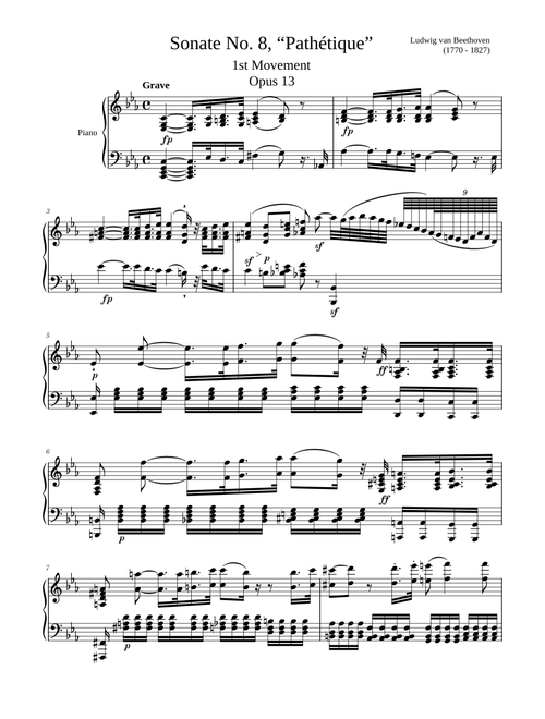 Sonate No. 8, “Pathétique” 1st Movement