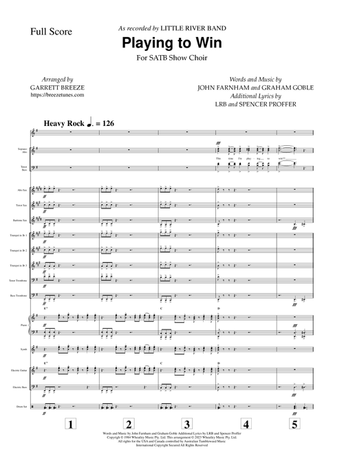 Playing To Win (Arr. Garrett Breeze) - John Farnham (Jazz Combo)