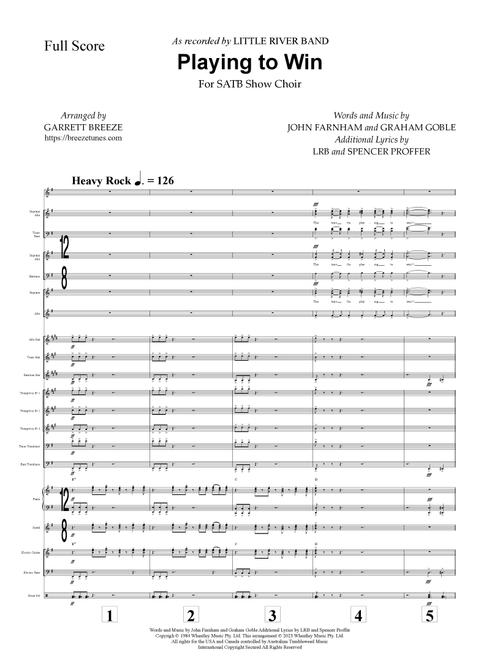 Playing To Win (Arr. Garrett Breeze) - John Farnham (Jazz Combo)