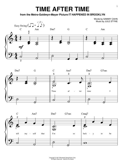 Time After Time - Frank Sinatra (Big Note Piano)