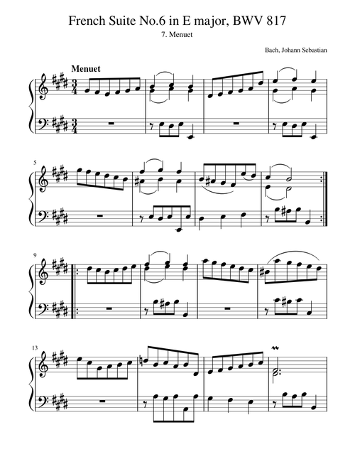 Bach, Johann Sebastian - BWV 817 7. Menuet