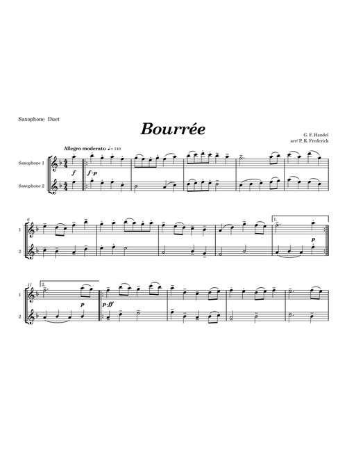 Bourée (Arr. P. R. Frederick) - G F Handel (Saxophone Duet)