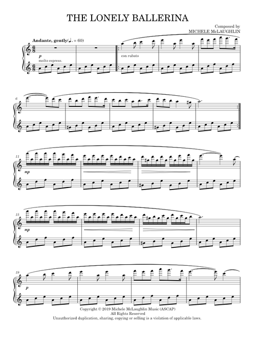 The Lonely Ballerina - Michele McLaughlin (Piano Solo)