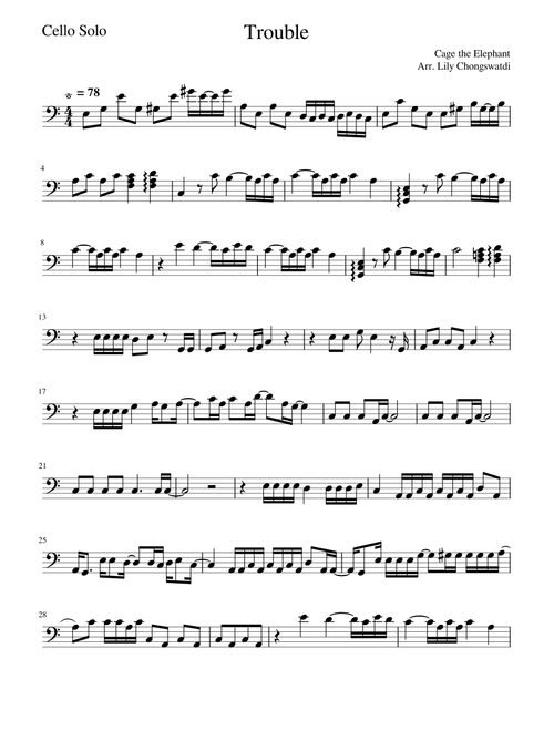 Trouble- Cage the Elephant- Cello Solo