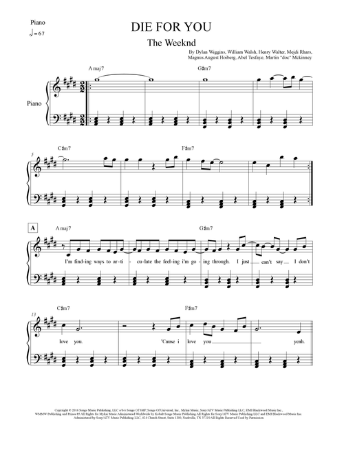 Die For You (Arr. Leo Silva) - The Weeknd (Easy Piano)
