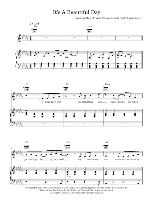 It's A Beautiful Day - Michael Buble (Piano-Vocal-Guitar (Piano Accompaniment))