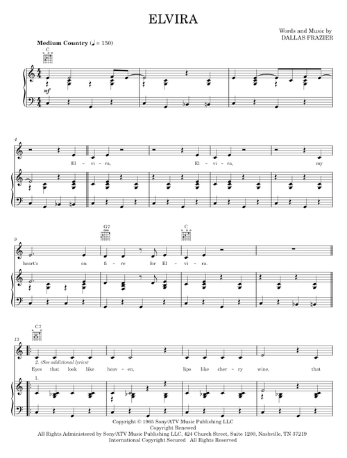 Elvira - The Oak Ridge Boys (Piano-Vocal-Guitar)