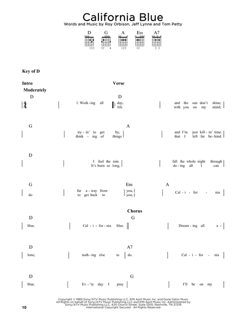 California Blue - Roy Orbison (Guitar Lead Sheet)