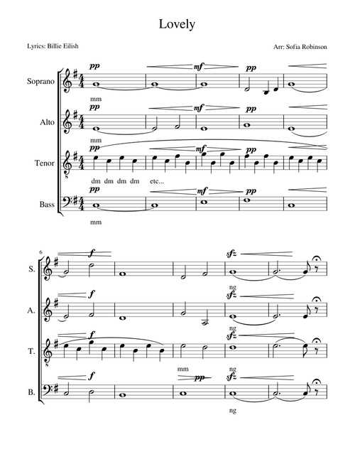 Lovely - Billie Eilish SATB Arrangement