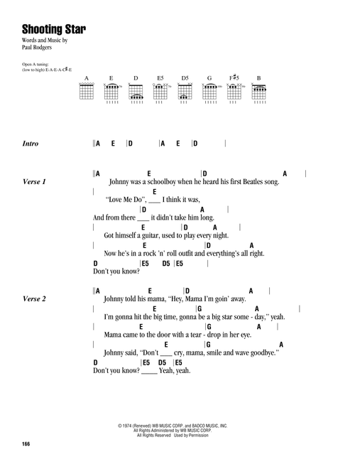 Shooting Star - Bad Company (Guitar Chords-Lyrics)