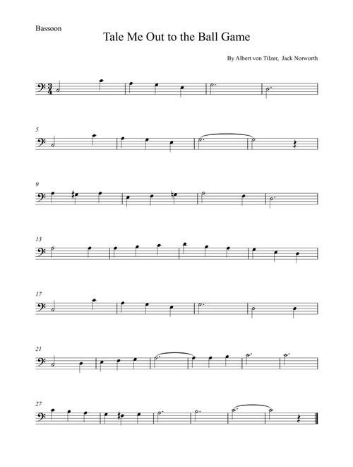 Take Me Out To The Ball Game (Arr. Alex Nunes Rodrigues) - Albert von Tilzer, Jack Norworth (Bassoon Solo)