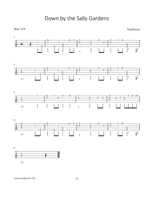 Down by the Sally Gardens (Arr. Bettina Schipp) - Traditional (Ukulele)