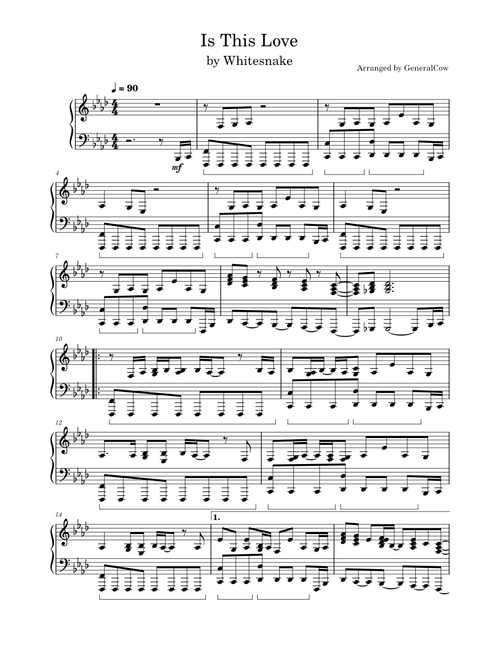 Is this love – Whitesnake (Piano Solo)