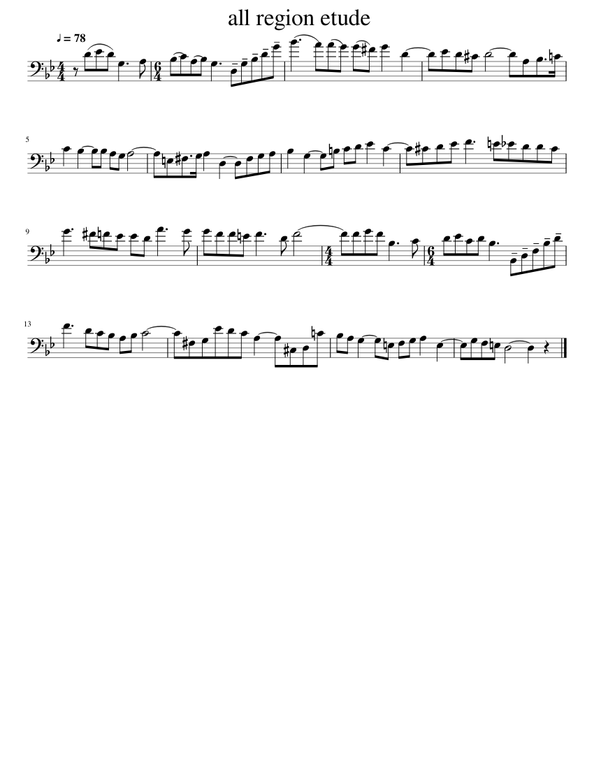 All region etude Sheet Music for Trombone (Solo) | MuseScore.com