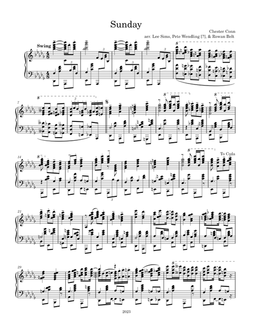 Sunday (1926) - arr. Sims, Wendling, & Belt