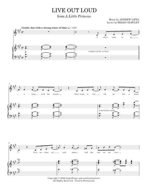 Live Out Loud - Andrew Lippa (Piano Vocal)