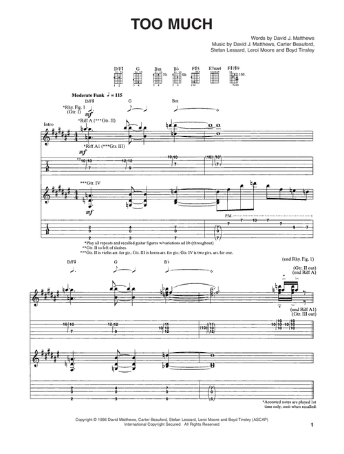 Too Much - Dave Matthews Band, Dave Matthews Band (Guitar Tab)