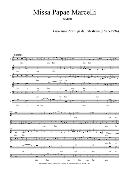 Missa Papae Marcelli - Sanctus & Benedictus - Palestrina
