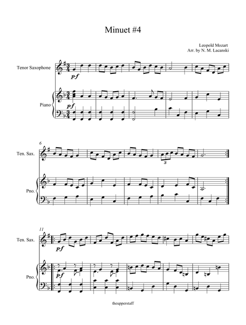 Minuet #4 (Arr. Nick Lacanski) - Mozart, Leopold (Instrumental Duet)