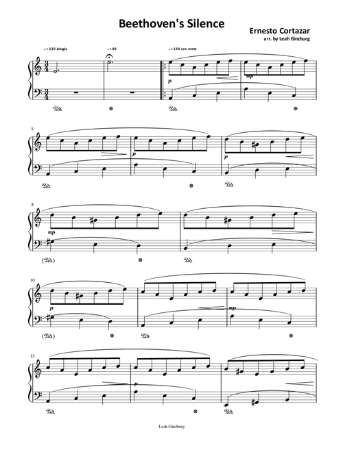Beethoven's Silence (Arr. Leah Ginzburg) (Piano Solo)